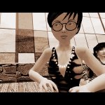 Selenium toned black & white photograph of Peri Afarensis and Xue Faith