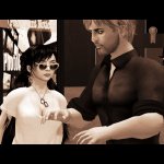 Selenium toned black & white photograph of Xue Faith and Corcosman Voom