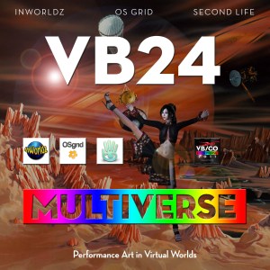 photo of Xue Faith on an alien landscape with the logos of several virtual worlds superimposed