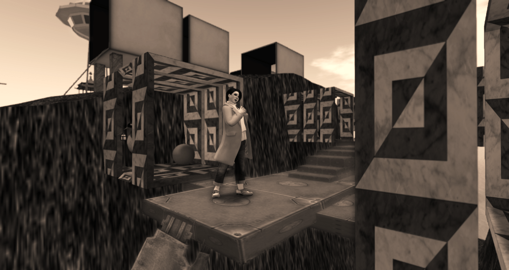 Vanessa Blaylock standing on the platform at an architectural test site in a mountain gorge