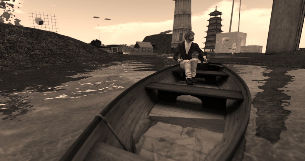 Klaus Bereznyak in a boat at the College of Avatar Architecture at LEA1