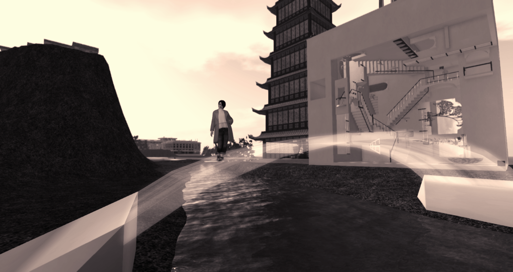 Elizabeth Taylor Swift stands on a bridge crossing a small stream at LEA1